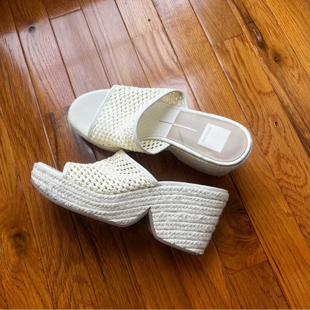 Dolce Vita Ivory Woven Platform Wedge Sandals